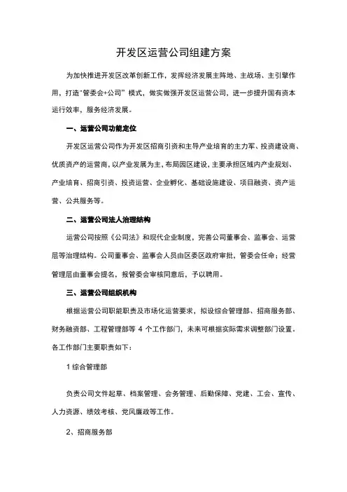 开发区运营公司组建方案