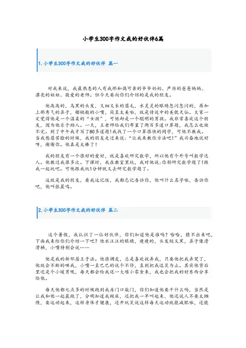 小学生300字作文我的好伙伴6篇