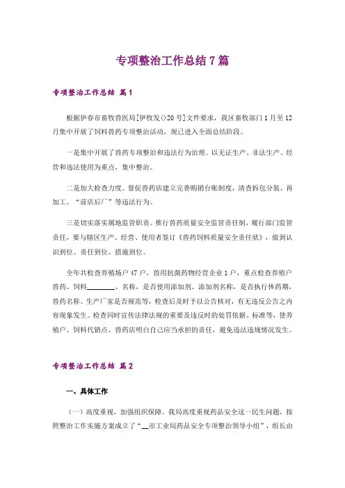 专项整治工作总结7篇