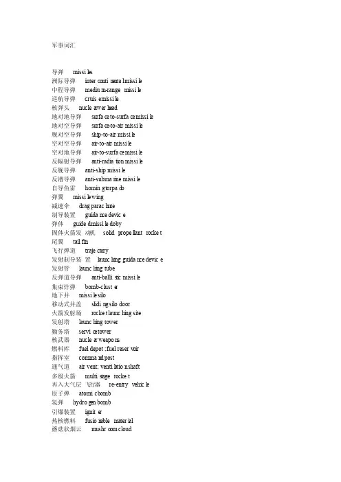 军事英语翻译词汇