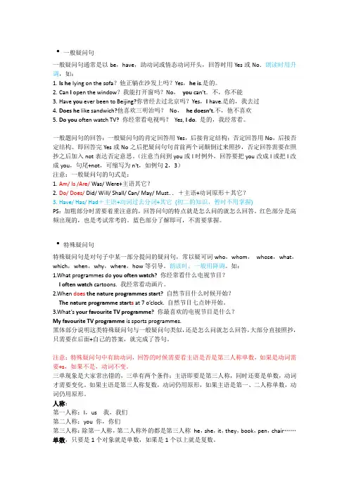 一般疑问句和特殊疑问句