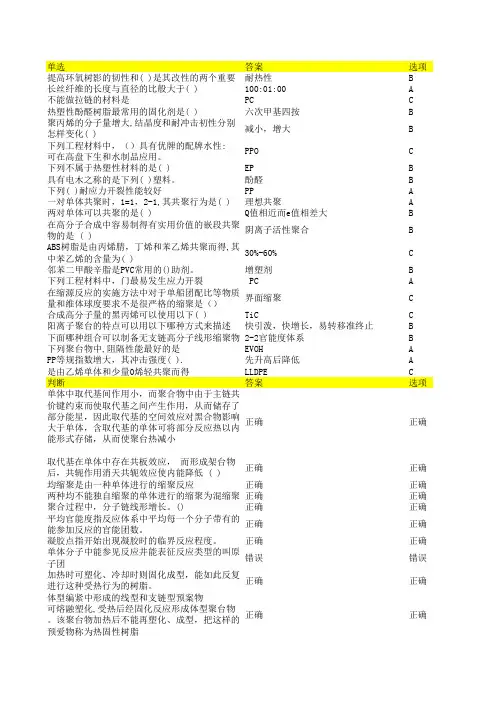 高分子科学(高起专) 20年 西交大考试题库及答案