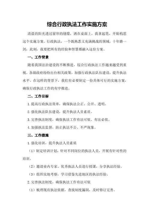 综合行政执法工作实施方案