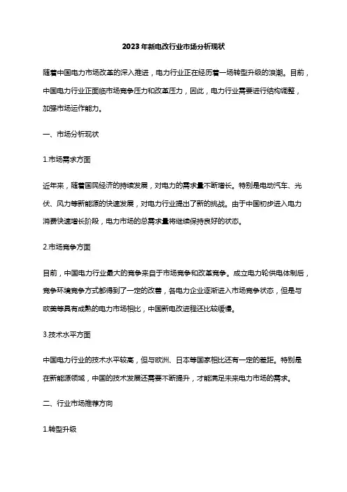2023年新电改行业市场分析现状