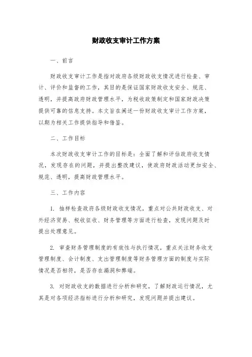 财政收支审计工作方案