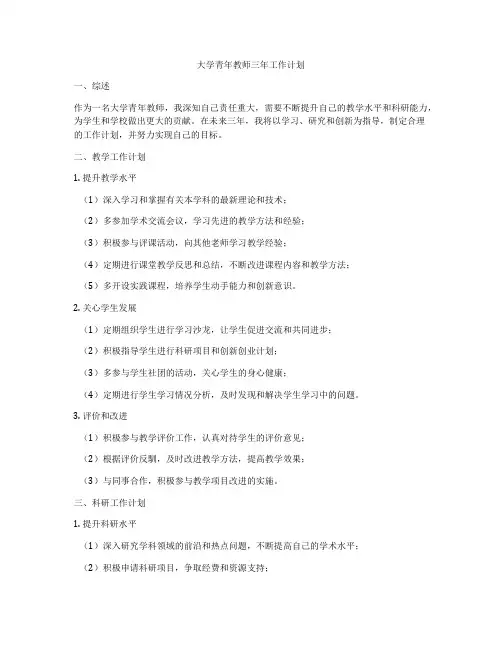 大学青年教师三年工作计划