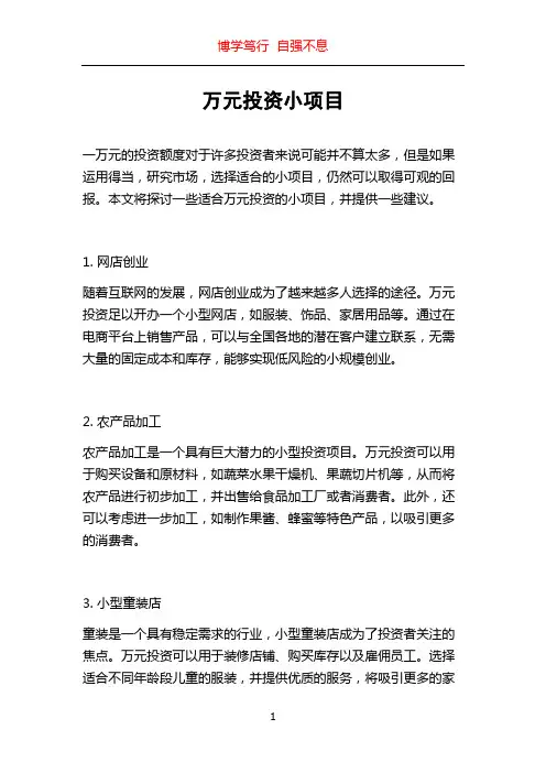 万元投资小项目