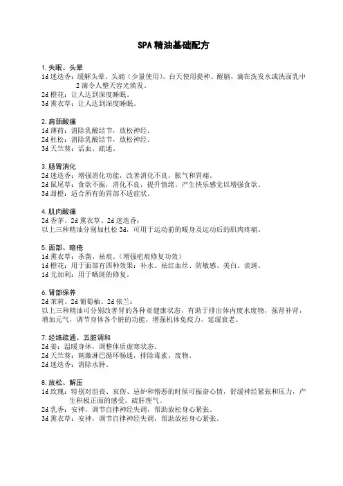 SPA精油基础配方