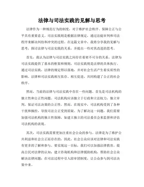 法律与司法实践的见解与思考