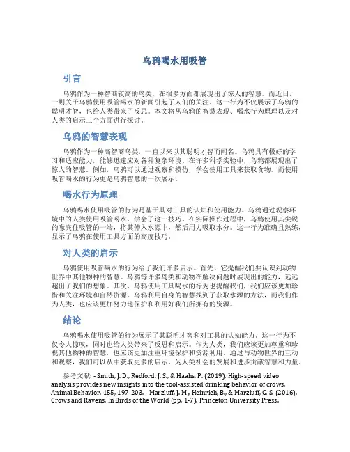 乌鸦喝水用吸管作文
