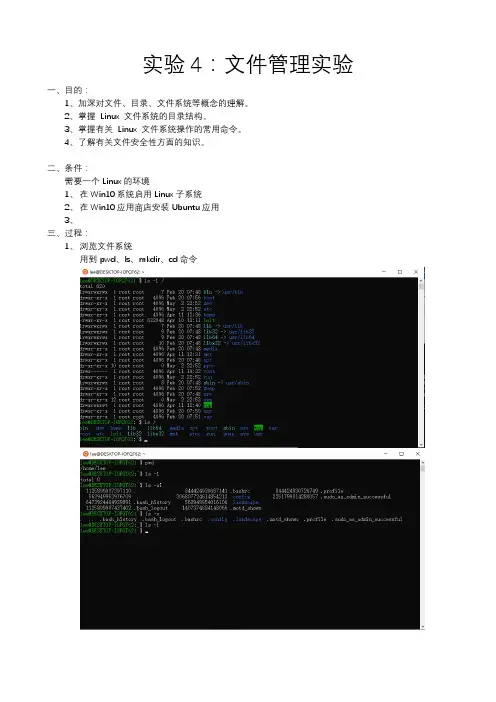 国开 操作系统 实验4：文件管理实验