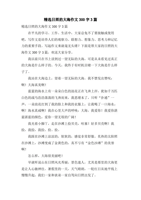 日照的大海作文300字3篇