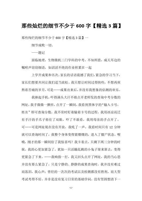 那些灿烂的细节不少于600字【3篇】