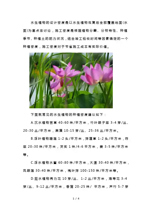 水生植物的种植密度应该是多大