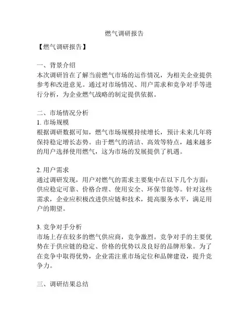 燃气调研报告