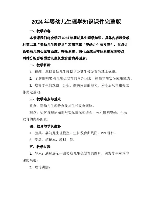 2024年婴幼儿生理学知识课件完整版