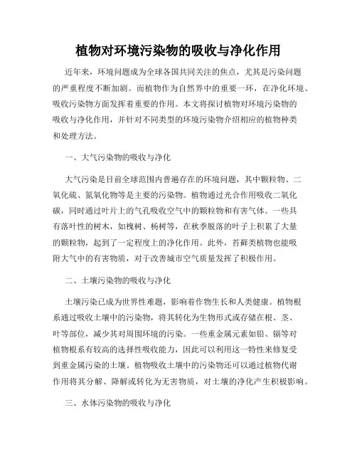 植物对环境污染物的吸收与净化作用