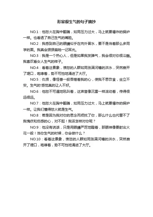 形容很生气的句子摘抄