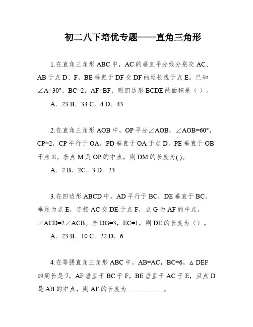 初二八下培优专题——直角三角形