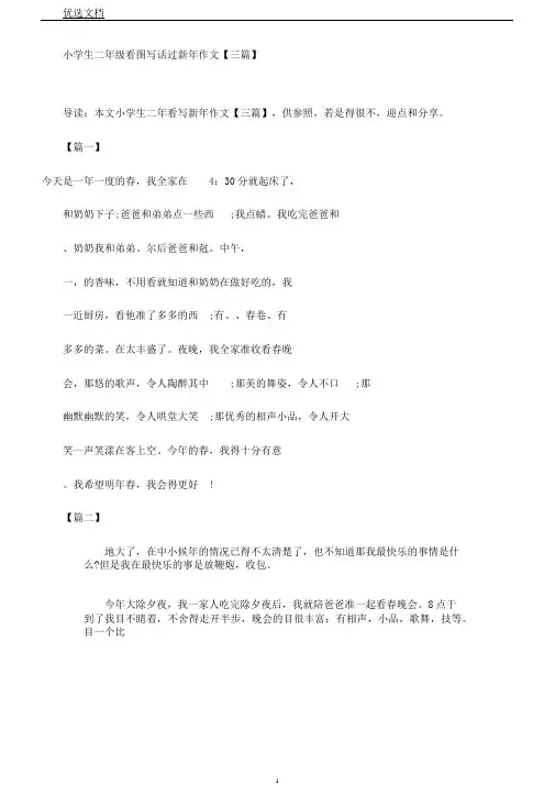 小学生二年级看图写话过新年作文三篇