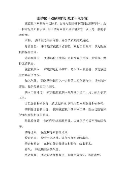 腹腔镜下双侧附件切除术手术步骤