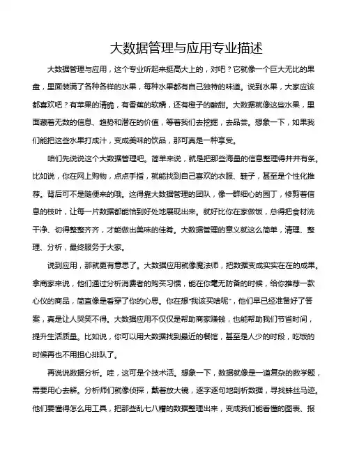 大数据管理与应用专业描述