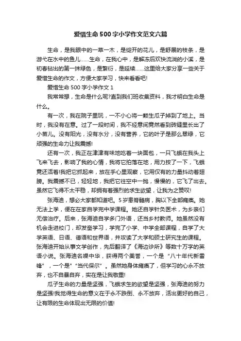 爱惜生命500字小学作文范文六篇