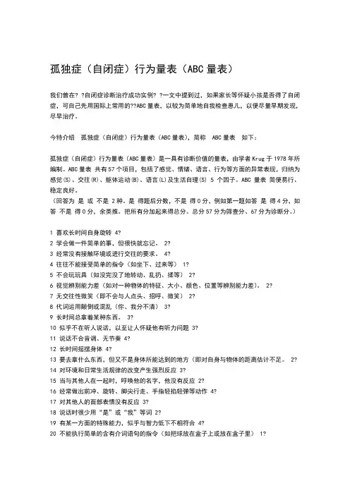 孤独症行为量表