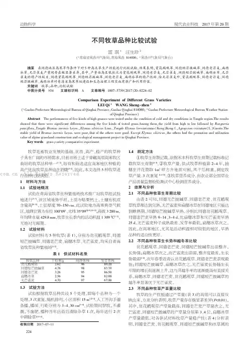 不同牧草品种比较试验