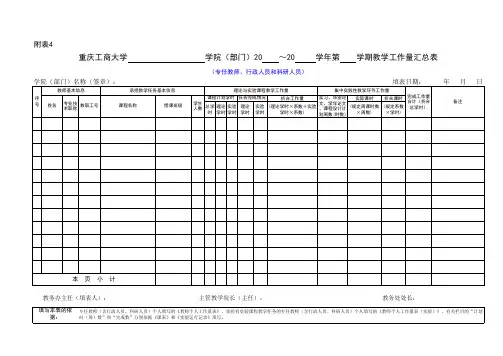教师教学工作量表