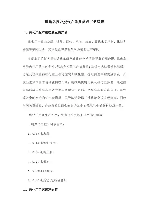 煤焦化行业废气产生及处理工艺详解