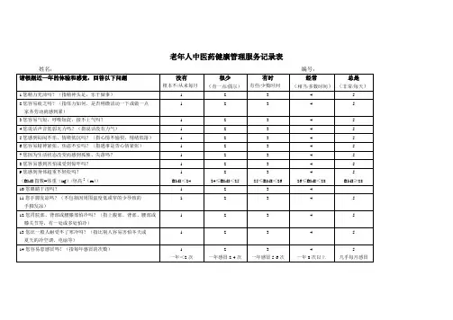 老年人中医体质辨识问卷