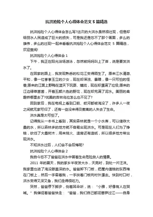 抗洪抢险个人心得体会范文5篇精选
