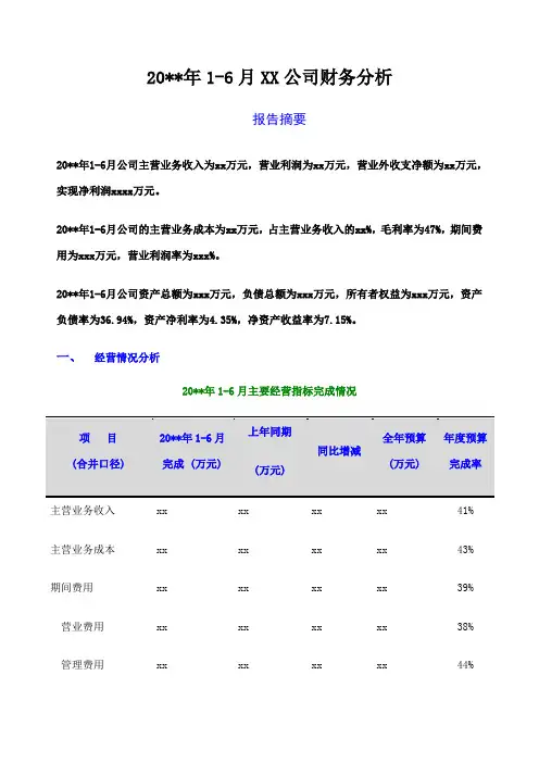 半年度财务分析报告模板