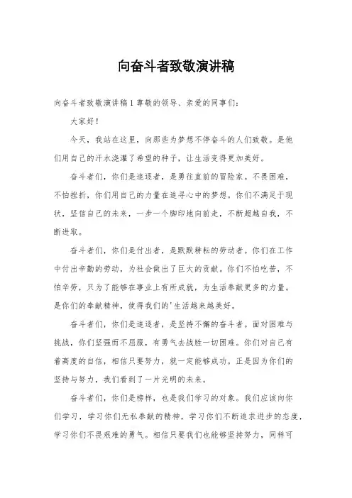 向奋斗者致敬演讲稿