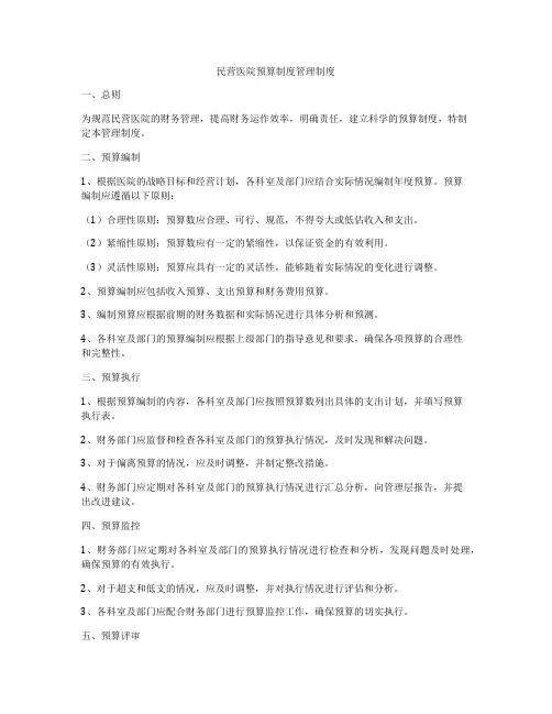 民营医院预算制度管理制度