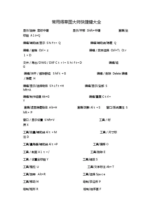 草图大师快捷键大全