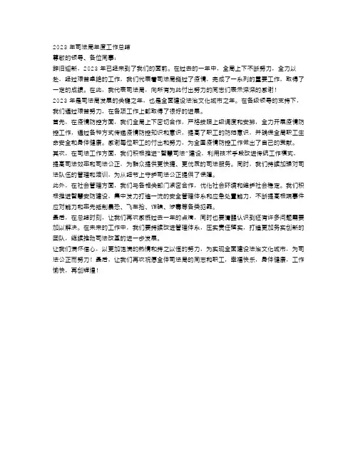 2023年司法局年度工作总结