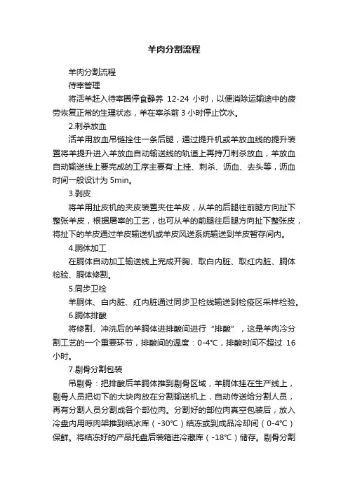 羊肉分割流程
