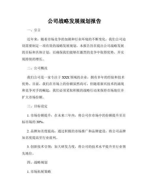 公司战略发展规划报告