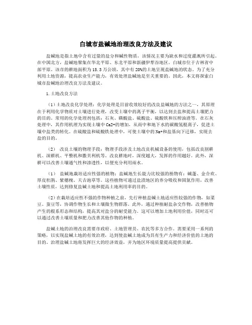 白城市盐碱地治理改良方法及建议