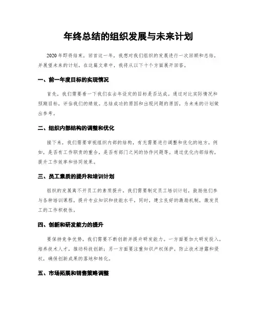 年终总结的组织发展与未来计划