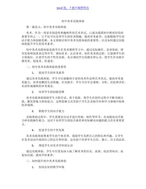 初中美术实践体验范文