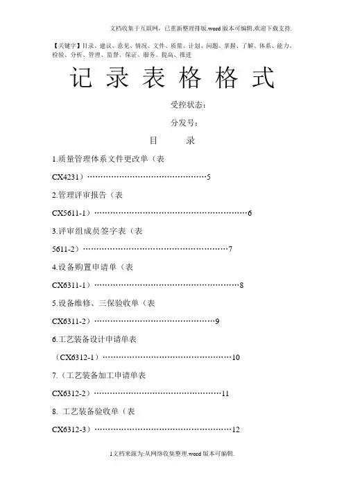 生产管理记录表格大全精品