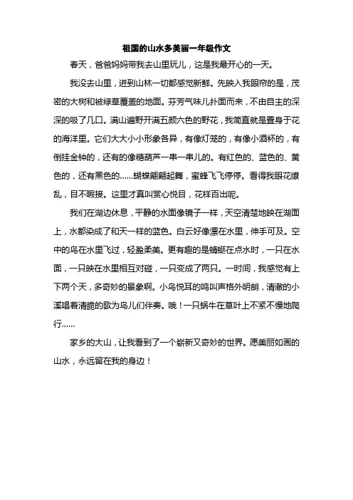 祖国的山水多美丽一年级作文