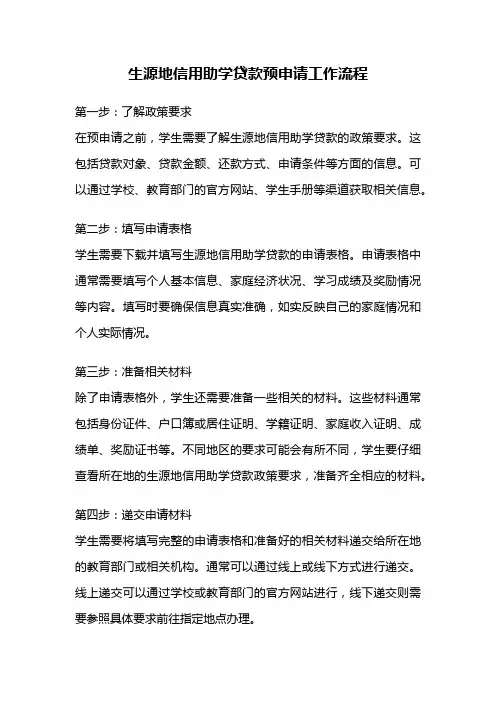 生源地信用助学贷款预申请工作流程