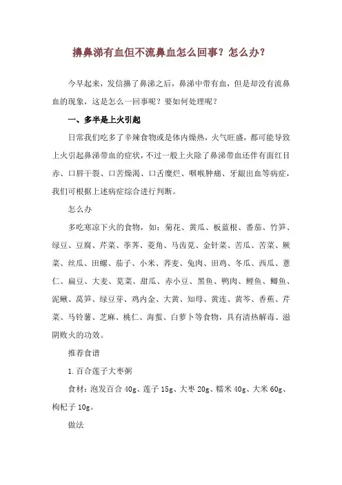 擤鼻涕有血但不流鼻血 怎么回事？怎么办？