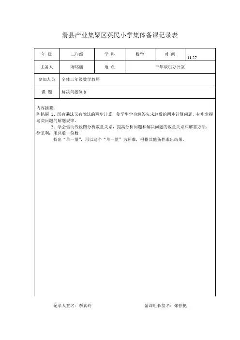 集体备课记录表