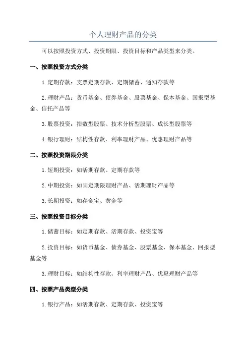 个人理财产品的分类