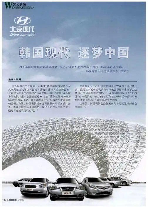 韩国现代 逐梦中国